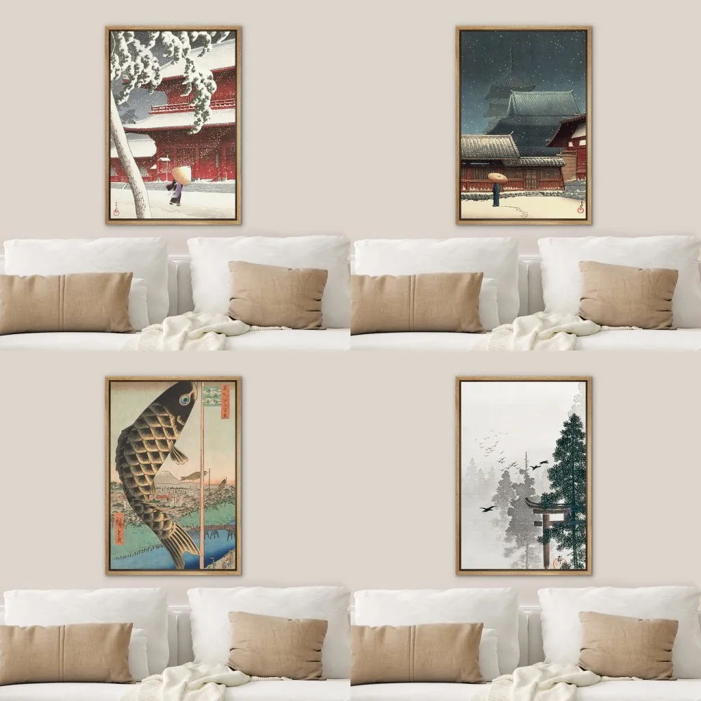Japanese Vintage Wall Art Prints Classical Building Landscape Paintings Kawase Hasui Ukiyo-e Canvas Poster Home 