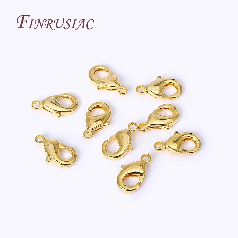 

10/20/30pcs/lot 18K Gold Plated 10mm/12mm Lobster Clasps For DIY Necklace Bracelet Jewelry Making Materials Wholesale