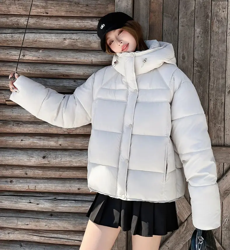 ZAROY Women Cotton-padded Short Jacket Solid Hooded Down Coats Winter All-Match Warm Parkas Korean Outerwear Puffer Snow кур