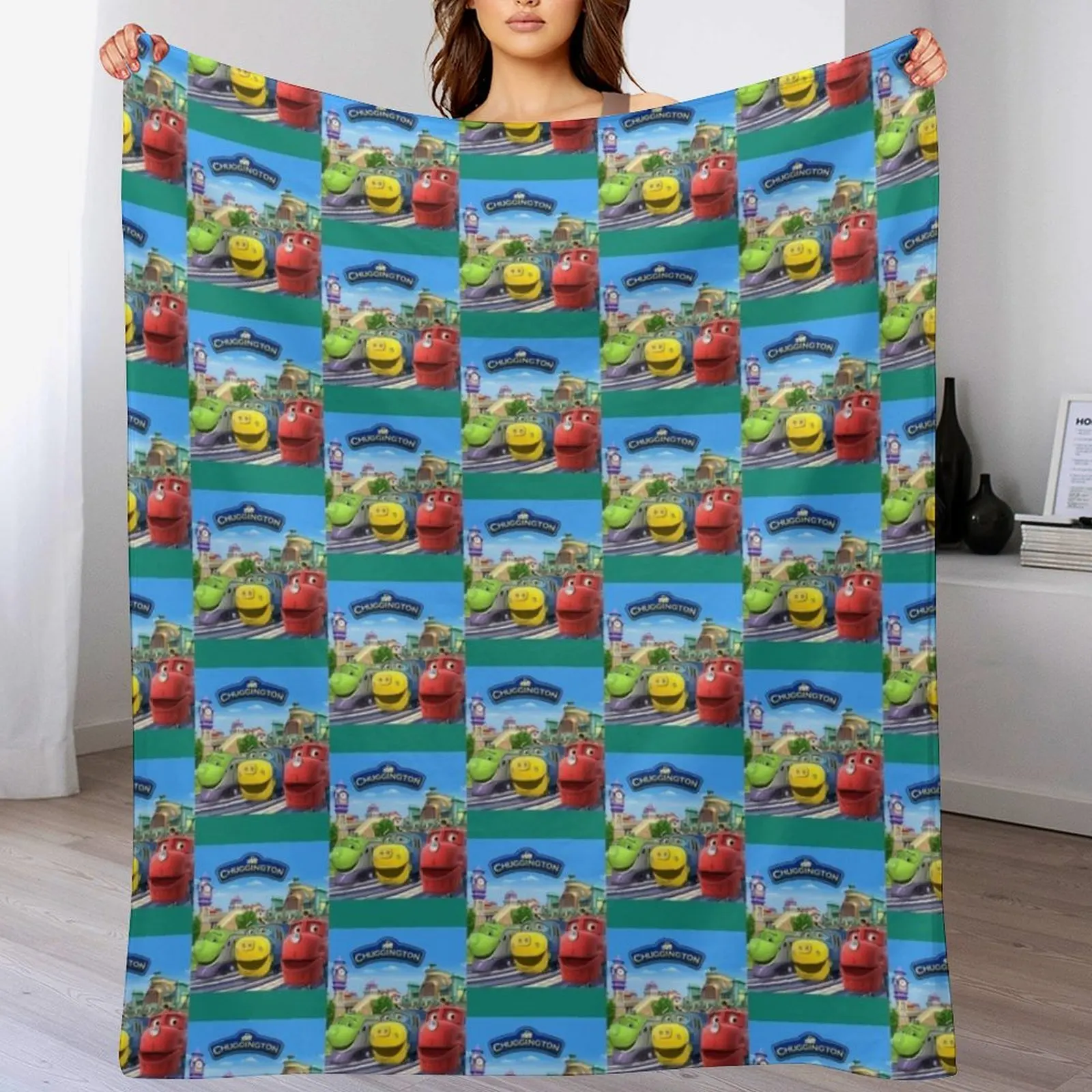 Chuggington Background Throw Blanket Manta acogedora de tamaño de viaje para avión y tren