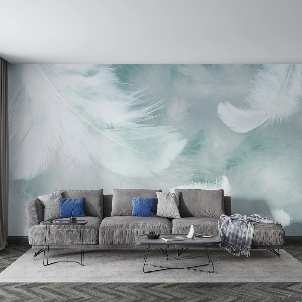 Customized 3D abstract feather Nordic TV sofa background wall mural wallpaper