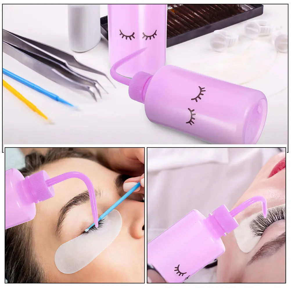 

4Pcs 250Ml Empty Squeeze Bottles for Eyelash Wash Portable Bend Mouth Design Ensures Accurate Application Great for Extensions