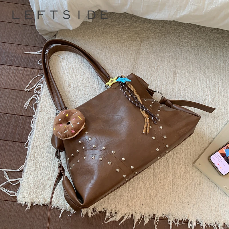 

LEFTSIDE Women PU Leather Shoulder Bag 2025 Winter Retro Soft Pillow Bag Luxury Designer Trend Female Underarm Bags Handbags