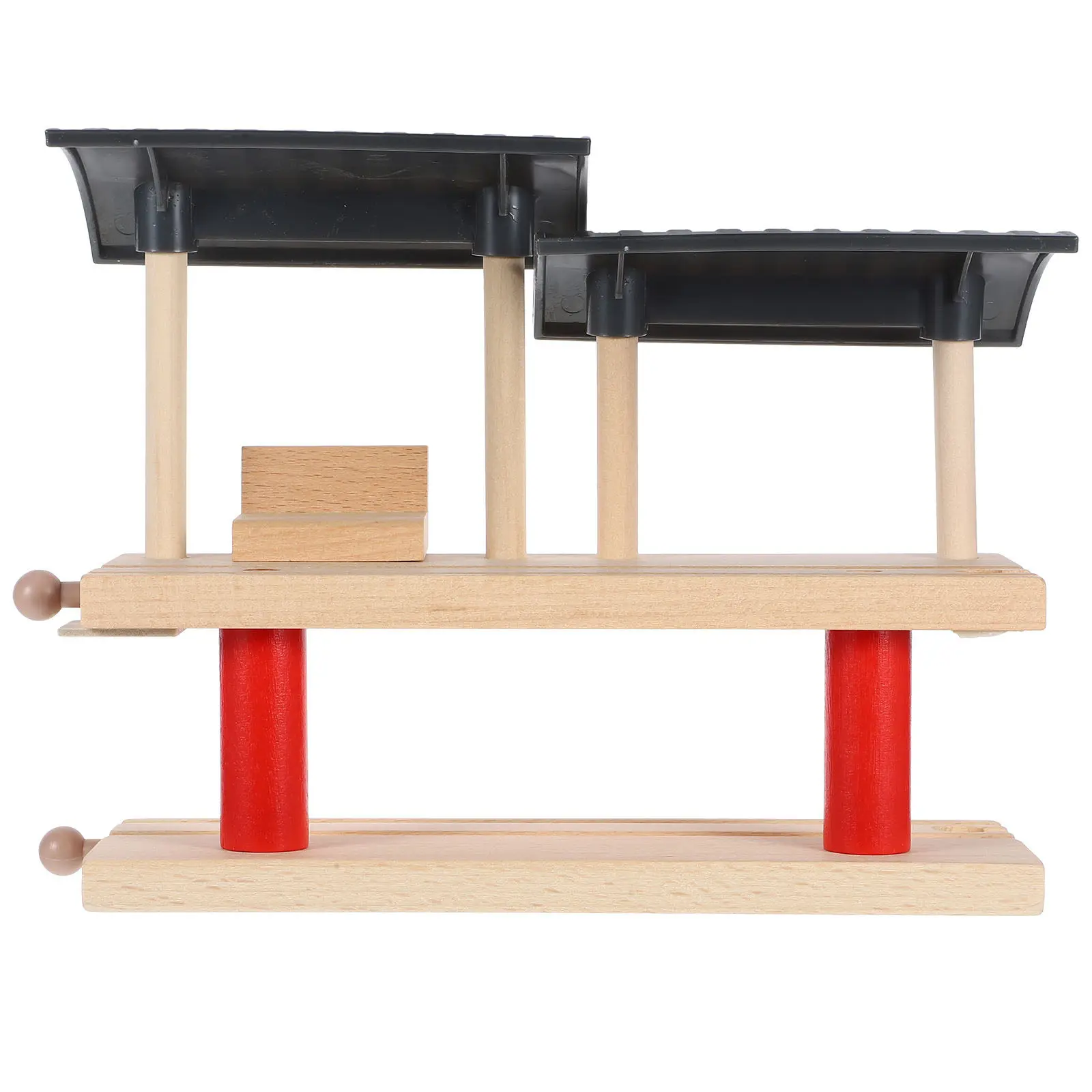 

1Set Double-Deck Wooden Train Platform Station Educational DIY Railway Track Accessory for Kids Outdoor Indoor