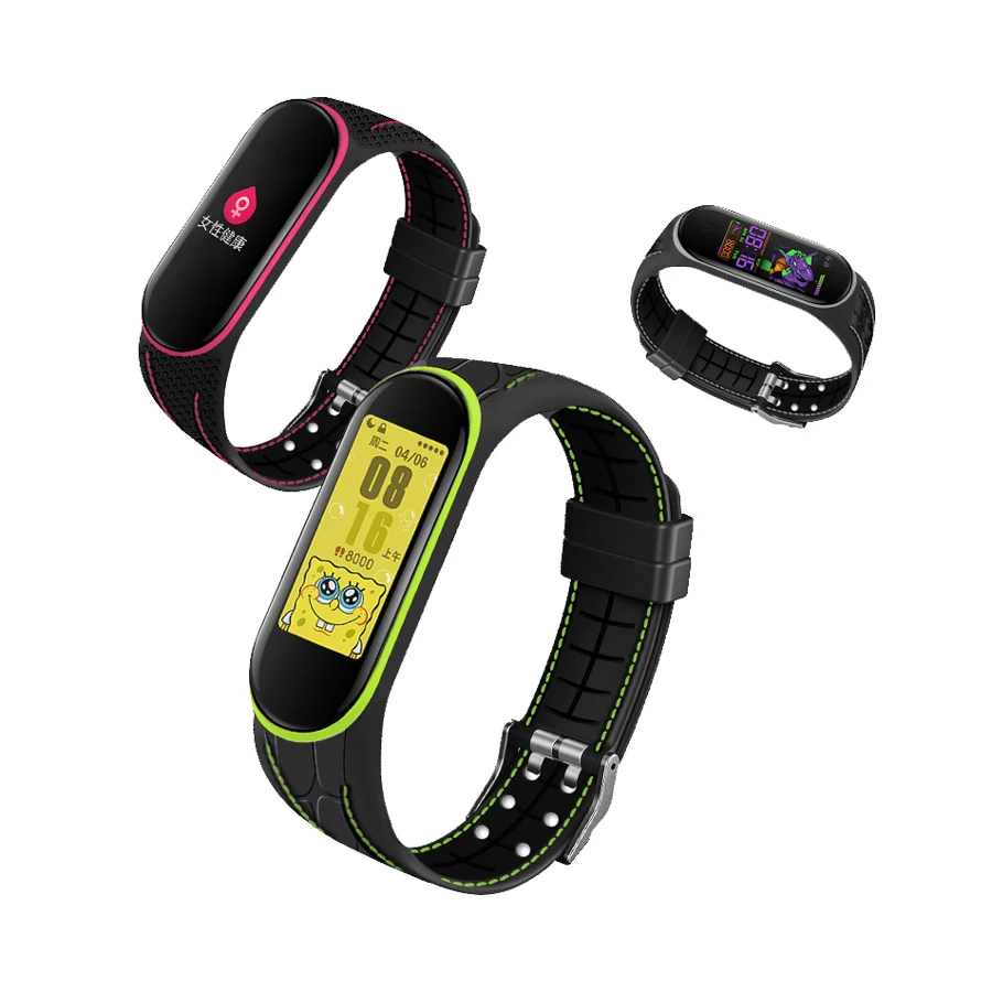 Linha dupla Strap para Xiaomi Mi Band, Pulseira, Pulseira, Substituição, Respirável, 5, 4, 3, 5, 6, 7