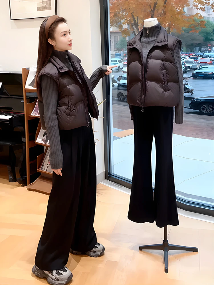 

Chic Embroidered Patchwork Stand Collar Fake Two-Piece Cotton Jaet Women's Faion Winter Outerwear Ele Sle Casual Scene