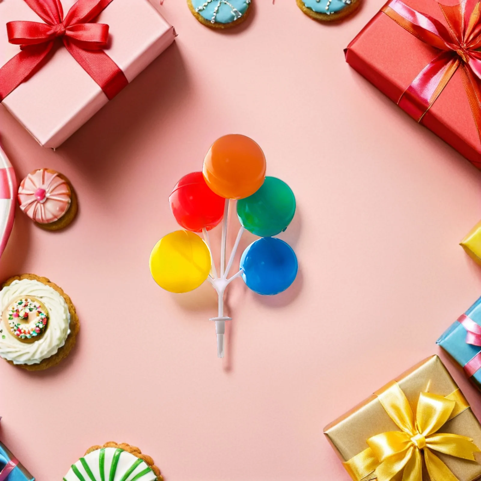 

5pcs Plastic Balloon Cake Picks Colorful Birthday Decorations for Cake Decorating Party Supplies Home Baking Restaurants
