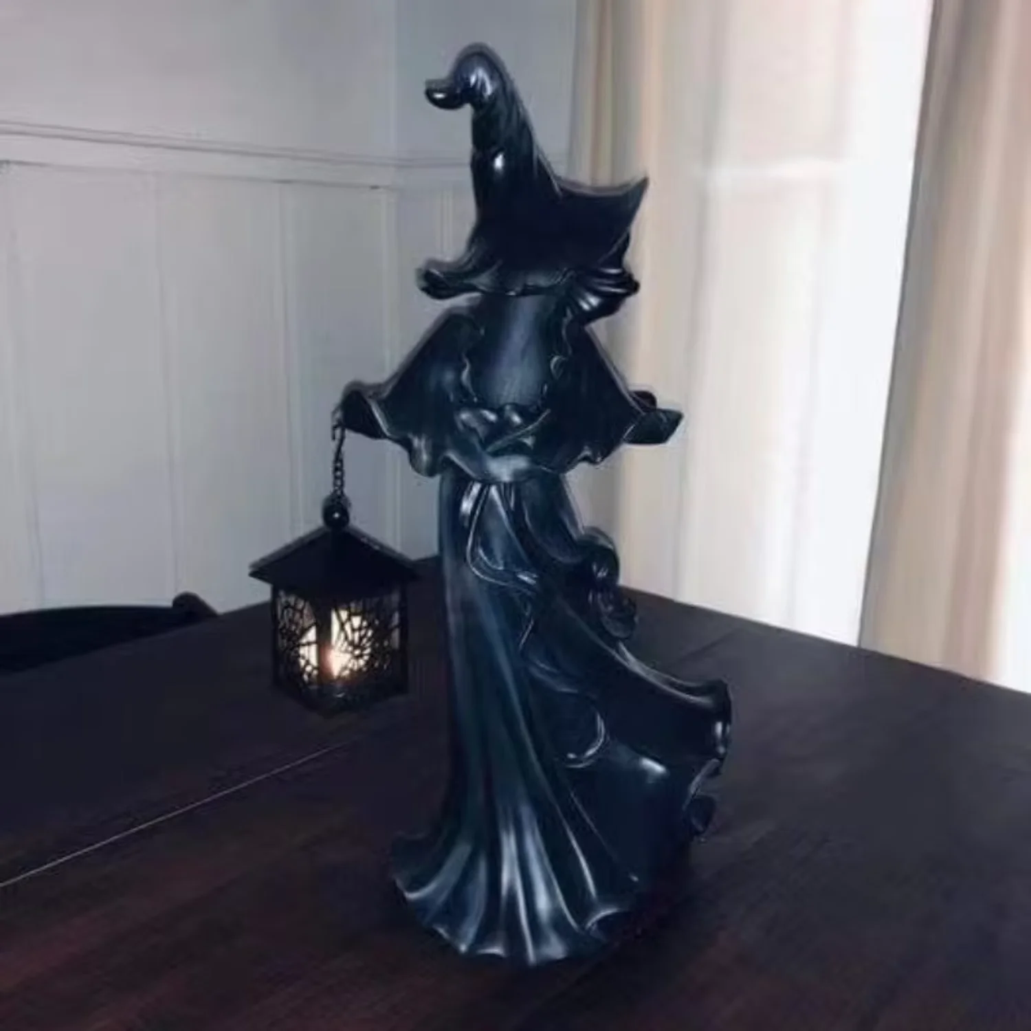 New Resin New Witch Lantern With Candle Light Ornament With Lantern Halloween Decoration