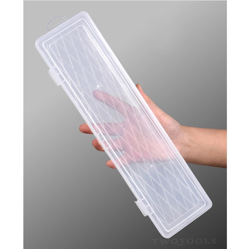 2PCS 14-Inch Long Box Organizer Transparent Container Plastic Clear Storage Case for Tools Crafts Hobby Office School Supplies