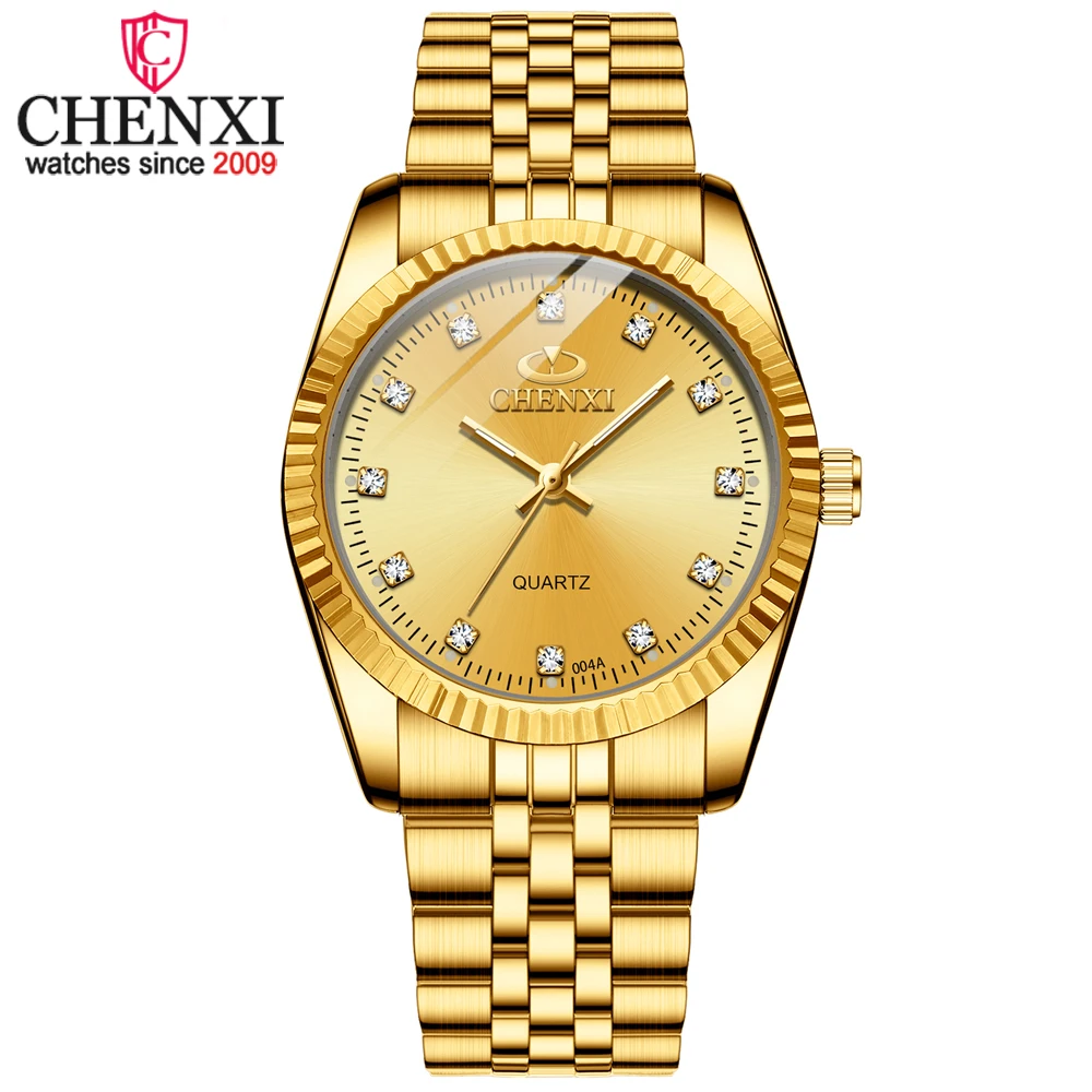 Fashion Chenxi Brand Luxury Men Women Watch Gold Blue Quartz Wrist Stainless Steel Couples Clock Casual Waterproof Mens Watches