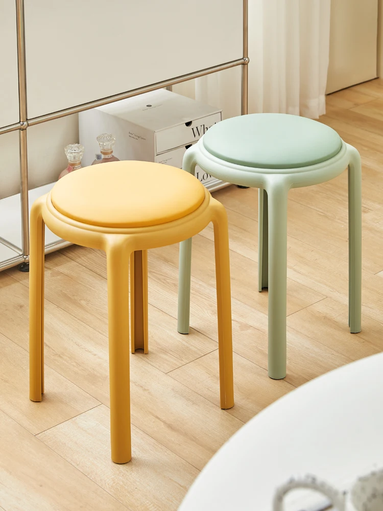 

Plastic stools thickened household extra-thick modern minimalist stacked sedentary comfortable chairs high round stool bench.