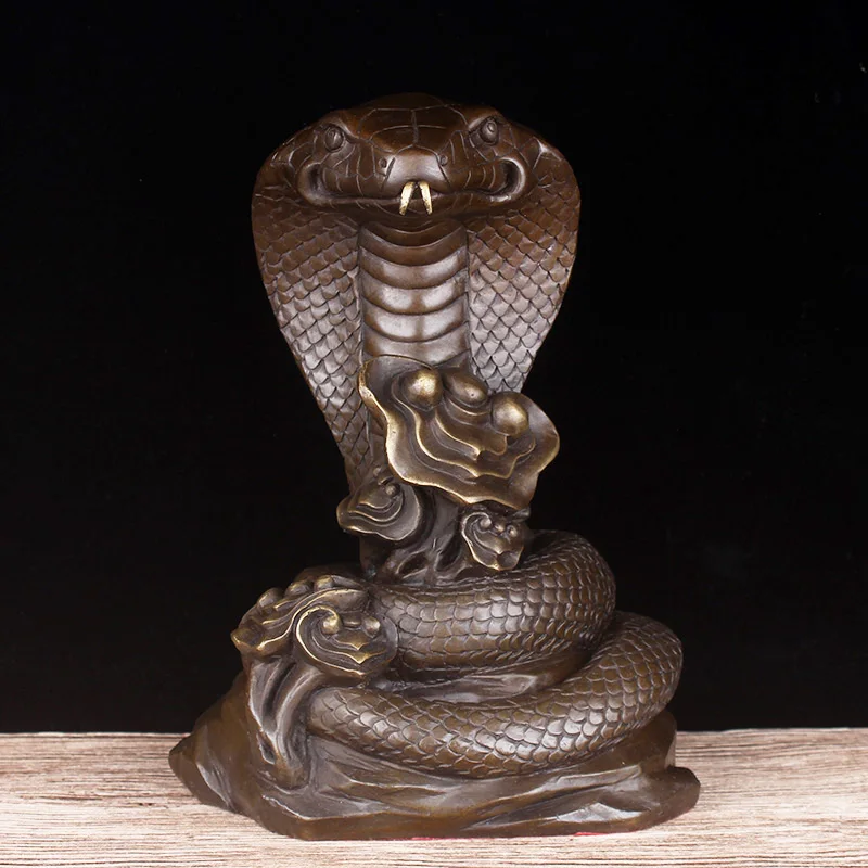 23 -TOP COOL home office decorative  AR -efficacious Talisman mascot for wealth and luck RUYI naja  bronze sculpture