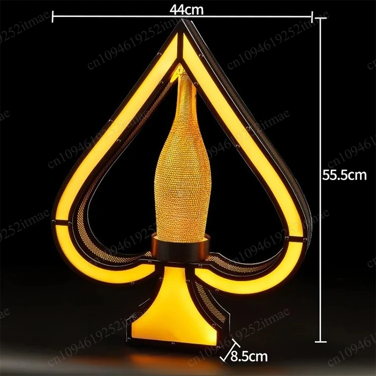 Iron Art Light Up Wine Bottle Display Stand, LED Illuminated Wine Rack for Wedding Club Bar Decor