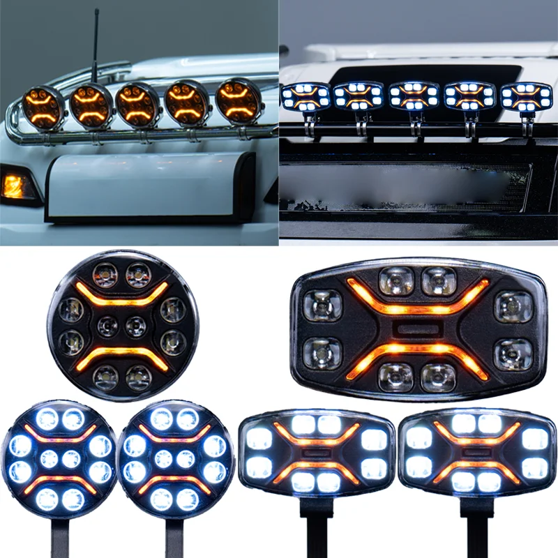 Lampa dachowa LED 5V w skali 1:14, symulacja reflektora do ciężarówek RC Tamiya SCANIA 770S R620 VOLVO BENZ Arocs MAN TGX, akcesoria samochodowe