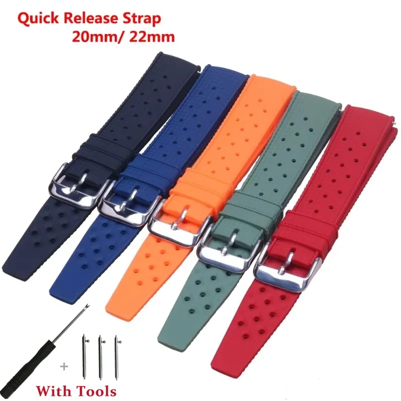 

20mm 22mm Quick Release Silicone Watch Strap Replacement for Universal Sport Waterproof Watch Bracelet Accessories with Tool
