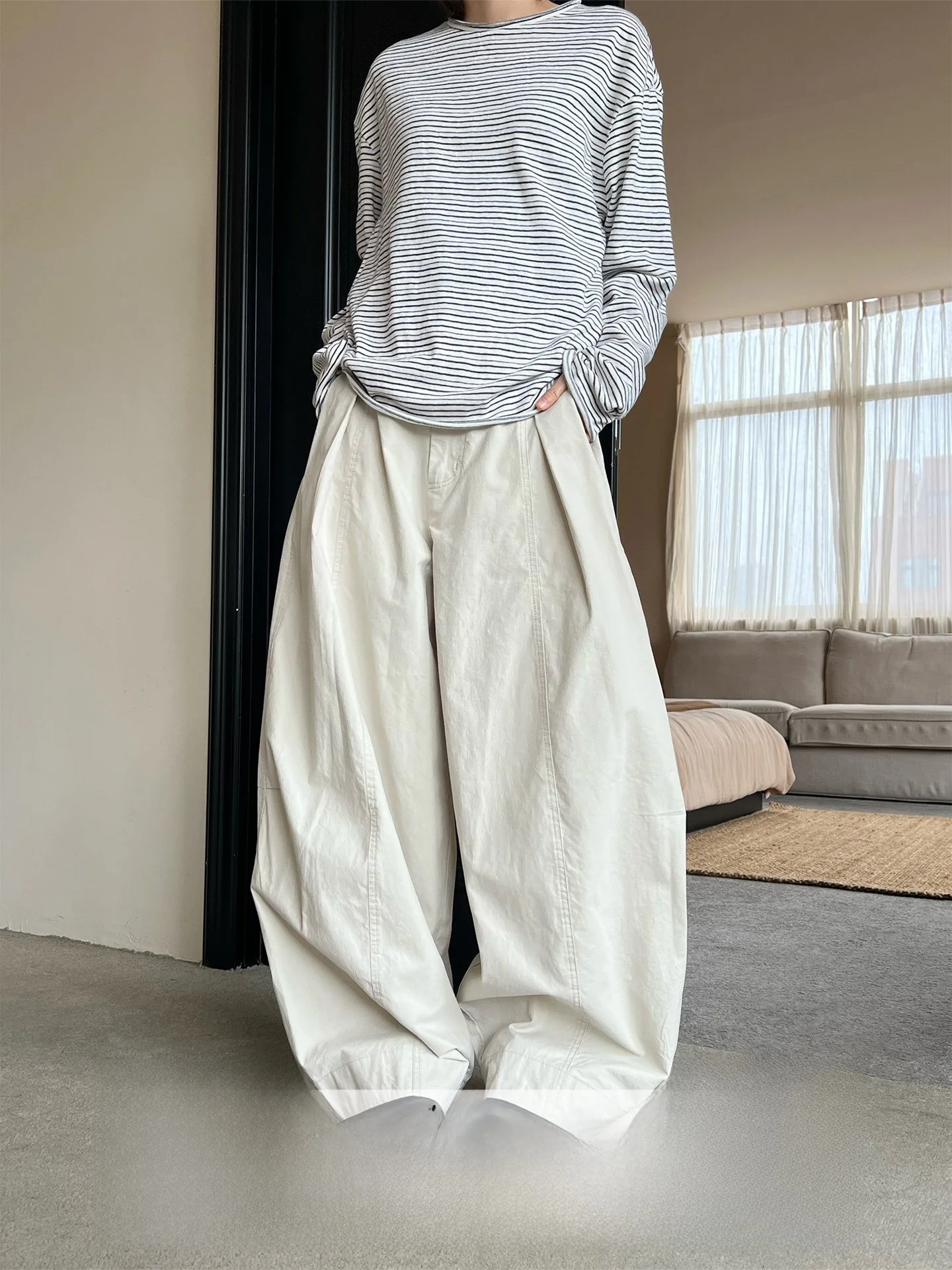 

New Arrival Casual Canvas Work Pants Ja Never Stay up Late Bent Knife Pants Wide Leg l Waist Cotton 00% ex