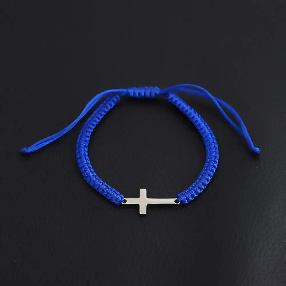 Creative Cross Bracelet Colored String Stainless Steel Adjustable Charm Bracelet Personality Braided Rope Couple Hand Ring