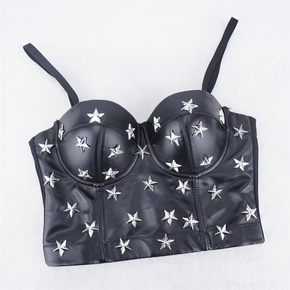 

Fashion Electronic Music Festival Nightclub Sexy Leather Bra
