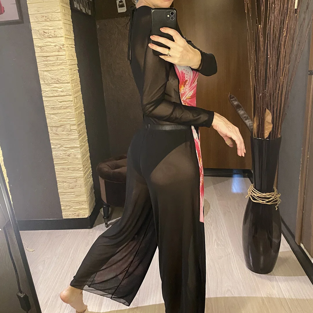 S - XL Neuer, mit Blumenmuster bedruckter, langärmliger Badeanzug mit Hose, einteiliger Badeanzug für Damen, Badebekleidung, Badeanzug, Modell V7099. – Detail 5