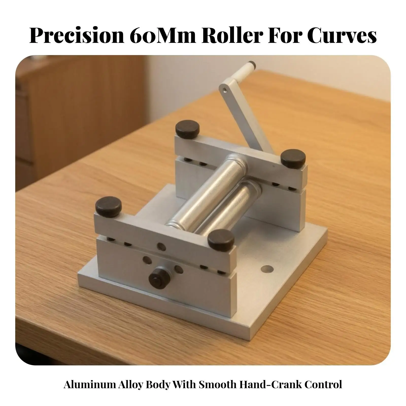 Benchtop Hand Crank Roller Bender for Sheet Metal Up to 0.3mm Aluminum Alloy Frame Compact Tool for DIY Workshop Projects