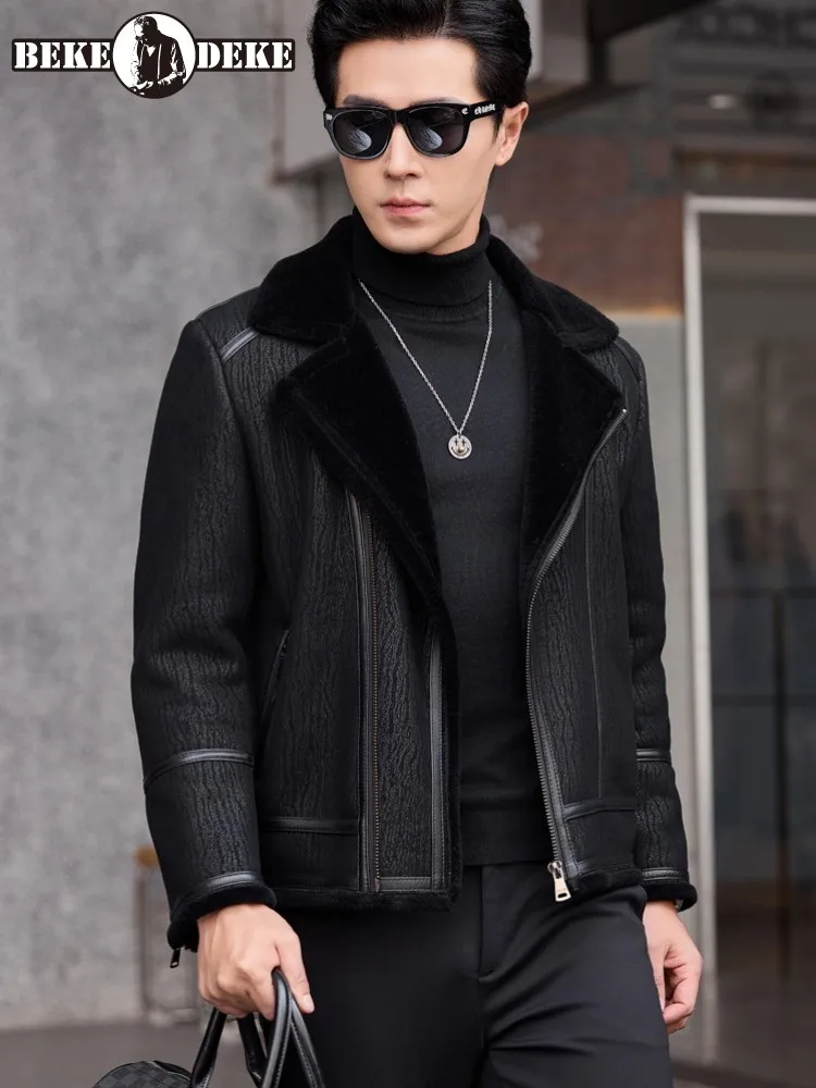 

Мужская куртка из натурального меха, новая зимняя облегающая утолщенная теплая куртка из натуральной кожи на молнии, повседневное мотоциклетное короткое пальто в стиле панк, мужское
