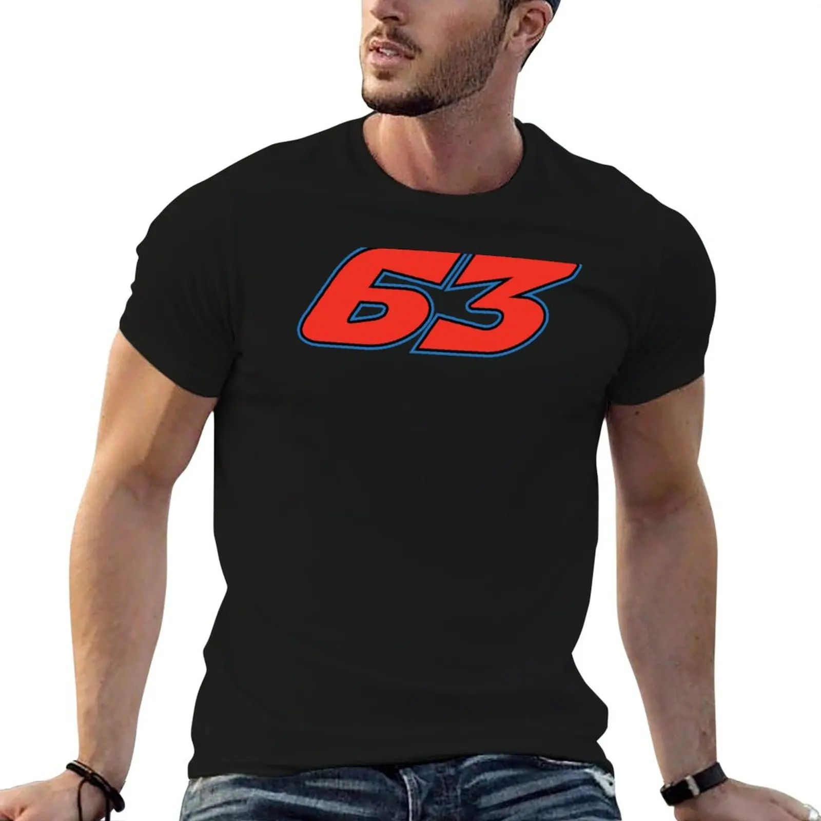 

Francesco Bagnaia Number 63 Red T-Shirt men t shirt cotton 100% man t shirts graphic T-Shirt