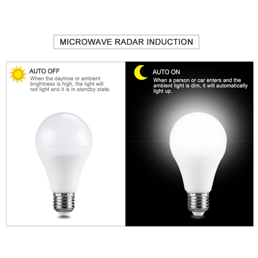 E27 lampa z czujnikiem ruchu PIR 5W 7W 12W 15W żarówka LED z czujnikiem ruchu wykrywacz ruchu promieniowania podczerwonego światło bezpieczeństwa