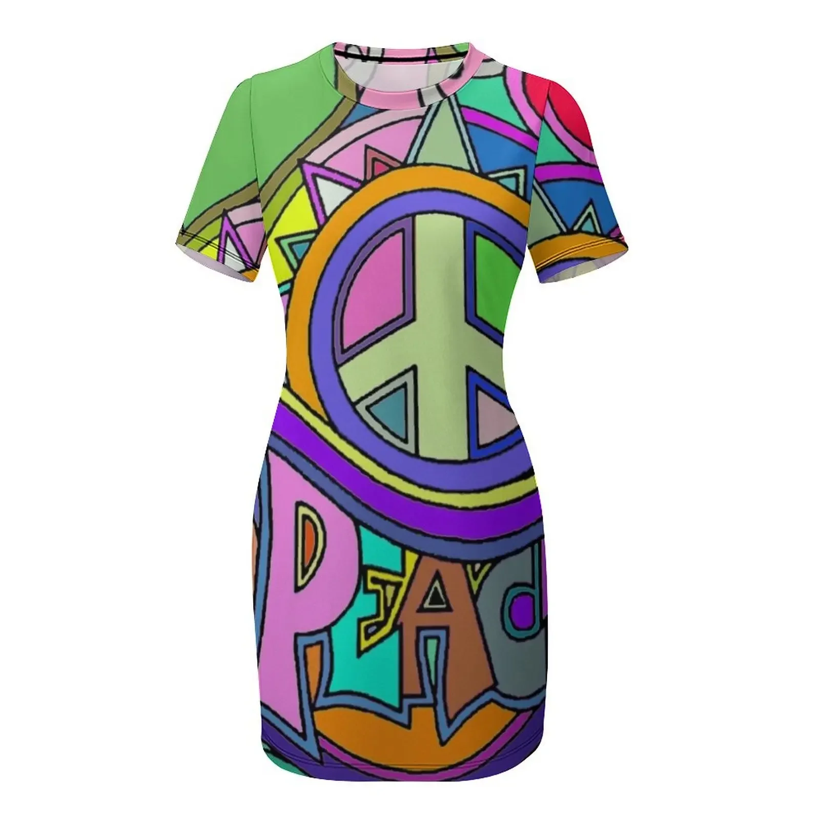 다채로운 트리피 히피 아트 반팔 드레스 파티 드레스 여성 여름 정장 여성용 파티 드레스