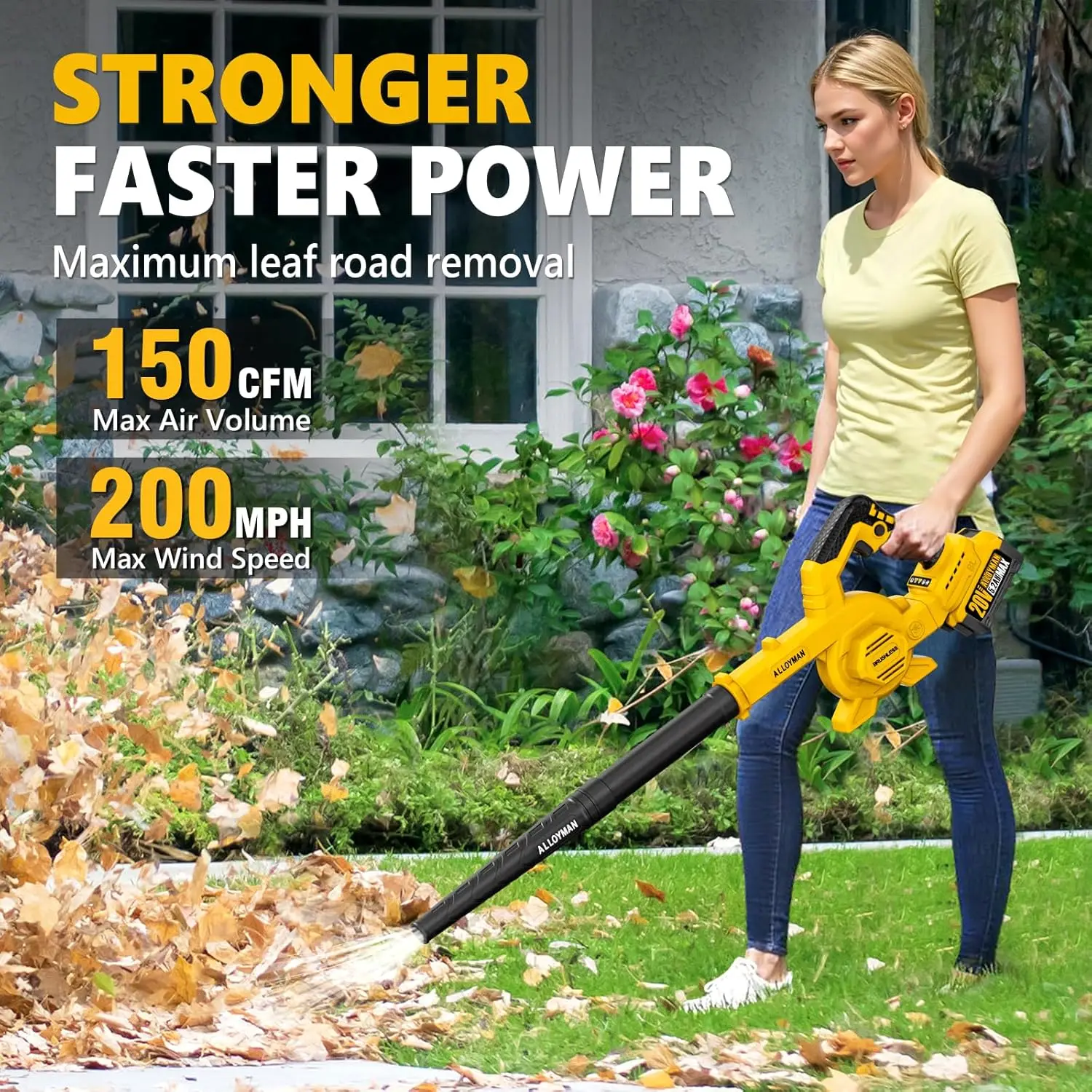 Leaf Blower, 20V Cordless Leaf Blower, with 2 X 4.0Ah Battery & Charger, 2-in-1 Electric Leaf Blower