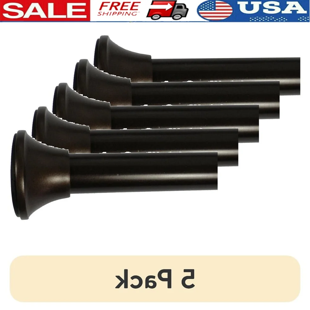 

5 Pack Adjustable Curtain Tension Rods 30 to 52 Inch No Tool Installation Block Light Reduce Noise Oil Rubbed Bronze Finish