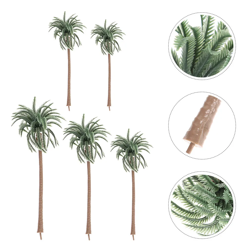 20Pcs Miniature Palm Trees Landscape Small Plant Decor Realistic Coconuts Trees for Sand Table Scenery Layout