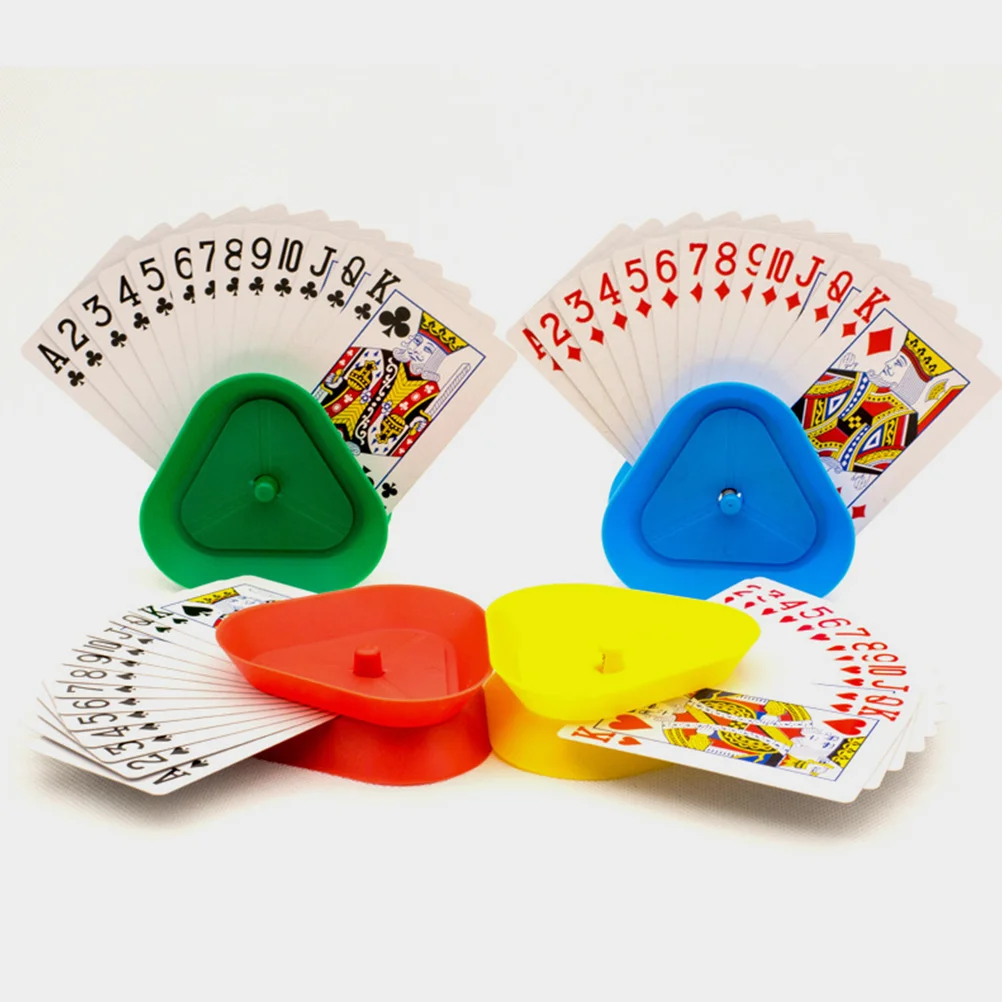 4 Pcs Card Holder Game Sleeves Kids Holders for Playing Cards Triangle Games Hands Free