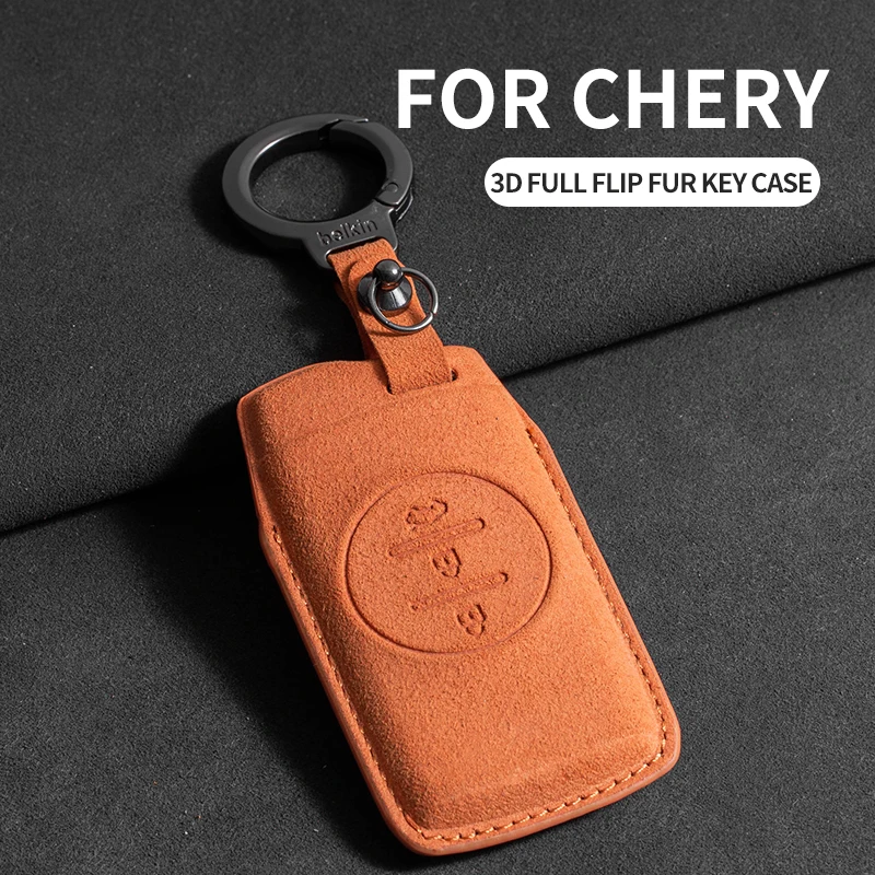 

Suede Keyring Car Key Case Cover Shell For Chery Tiggo 8 Arrizo 5 7 Pro EQ7 5x 3x Tiggo 7 Gx Pro 2020 Keychain Auto Accessories