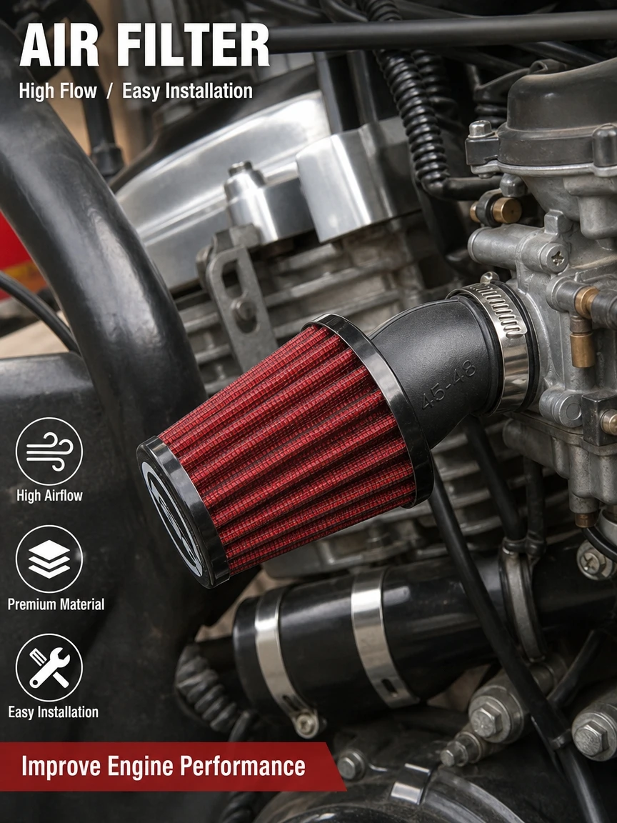 Universal Cone Shaped Motorcycle Air Filter Mushroom Intake Cleaner Multiple Caliber And Color Options