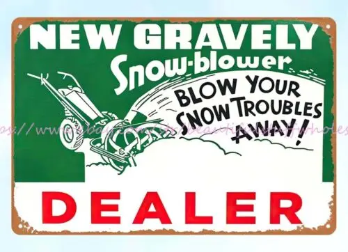 reproduction wall decor New Gravely Snow Blower dealer metal tin sign