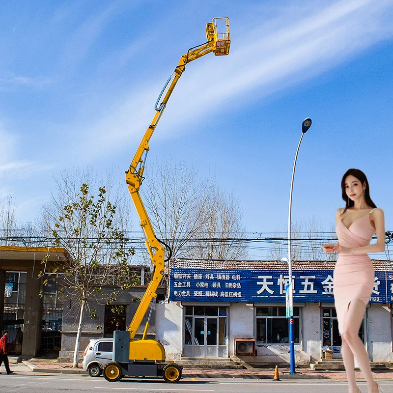 Electric mobile self-propelled crawler scissor lifts with hydraulic systems for use in building materials stores and farms