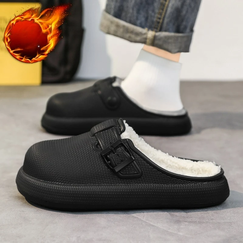 شباشب قطنية شتوية شهيرة للجنسين من القطيفة للاستخدام الداخلي، نصف شباشب على طراز الزوجين