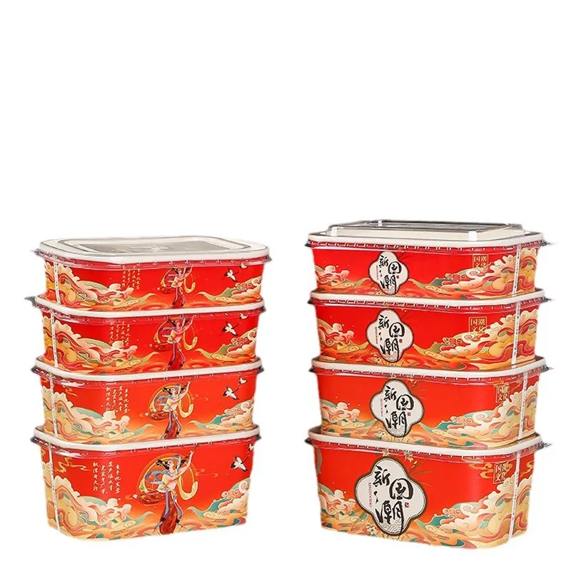 Customized. Disposable Lunch Box Rectangular National Fashion Kraft Paper to-Go Box Takeaway Braised Cooked Fried Rice Fruit Lig