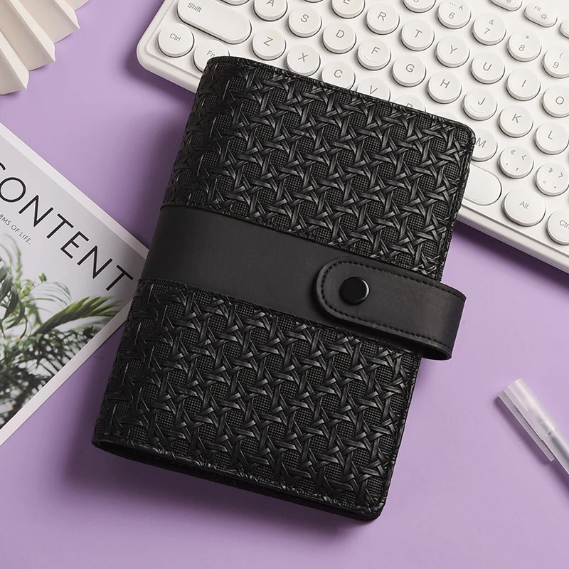 A6 Gingham Check PU Leather DIY Binder Notebook Cover Diary Agenda Planner Paper Cover School Stationery