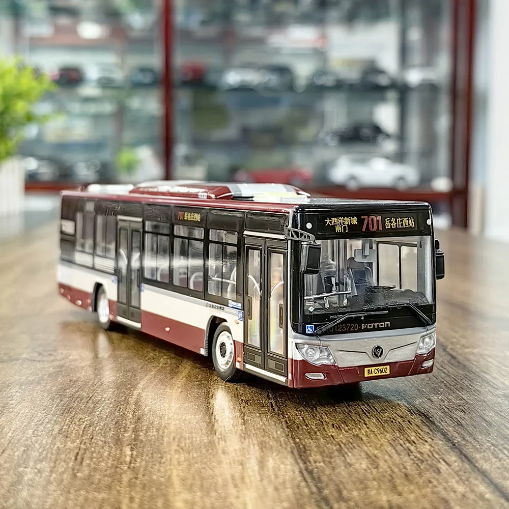 1:64 Beijing Bus Model Alloy Red Eagle 649 Road 701 Beiqi Foton Ouhui BJ6123C7BCD Bus Model Toy