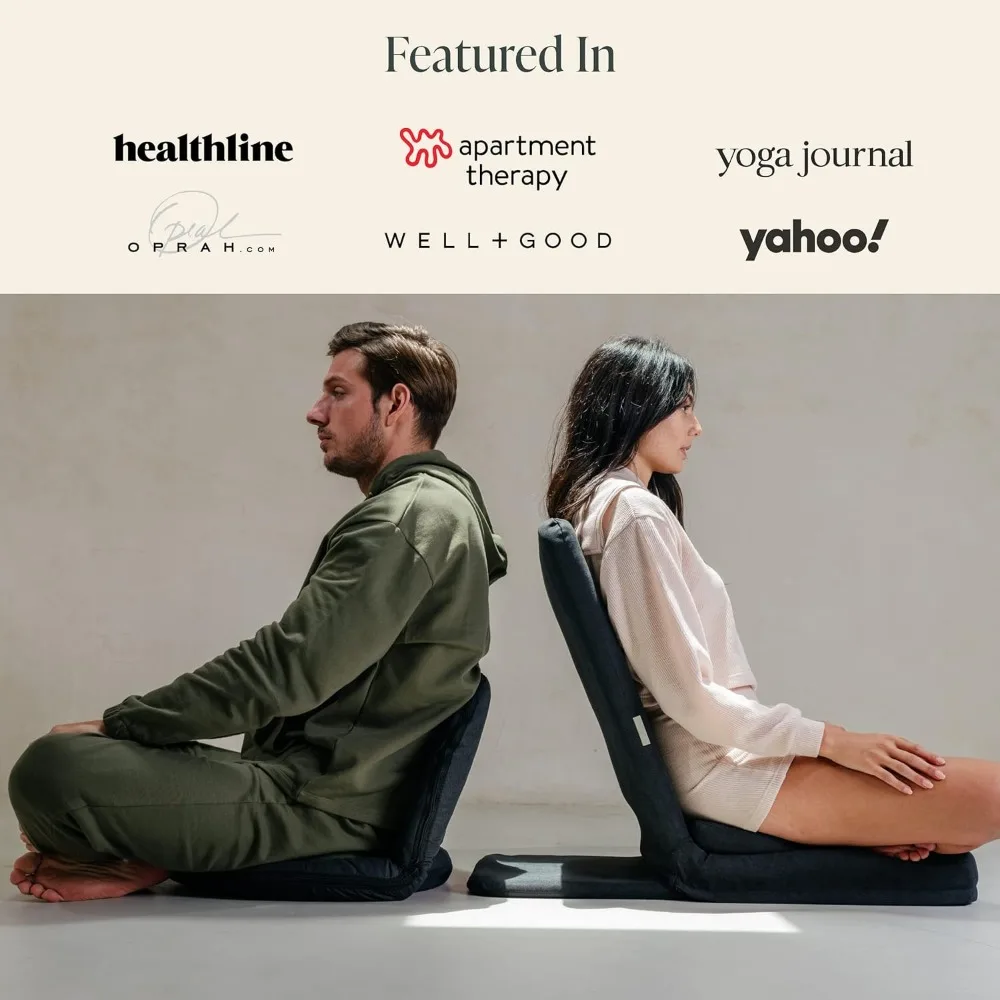 Folding Pro Meditation Chair - Adjustable Meditation Seat with Back Support and Half Moon Buckwheat Meditation Cushion