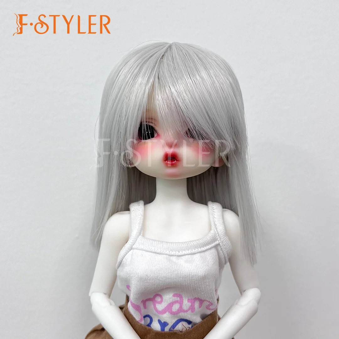 

Парик FStyler для кукол 6-7 дюймов, прямые волосы, из термостойкого волокна, с челкой, шелковистые волосы, аксессуары для кукол