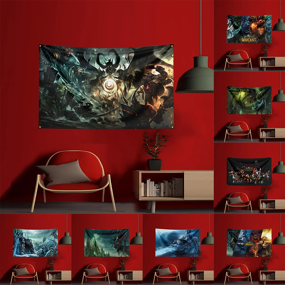 

90X150CM Flag Worlds of Warcrafts Wow Flag Polyester Digital Printing Room Tapestry Decoration Garage Garden dota1s