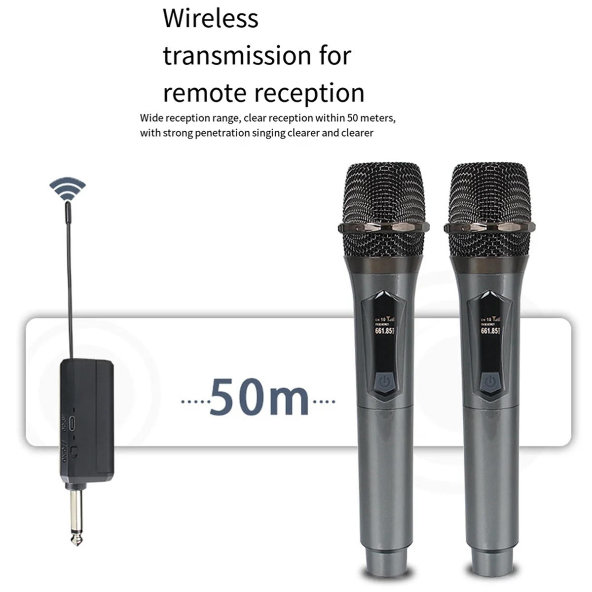 B34B-Wireless Microphone 2 Channels UHF Fixed Frequency Handheld Mic Micphone for Party Professional Show Meeting