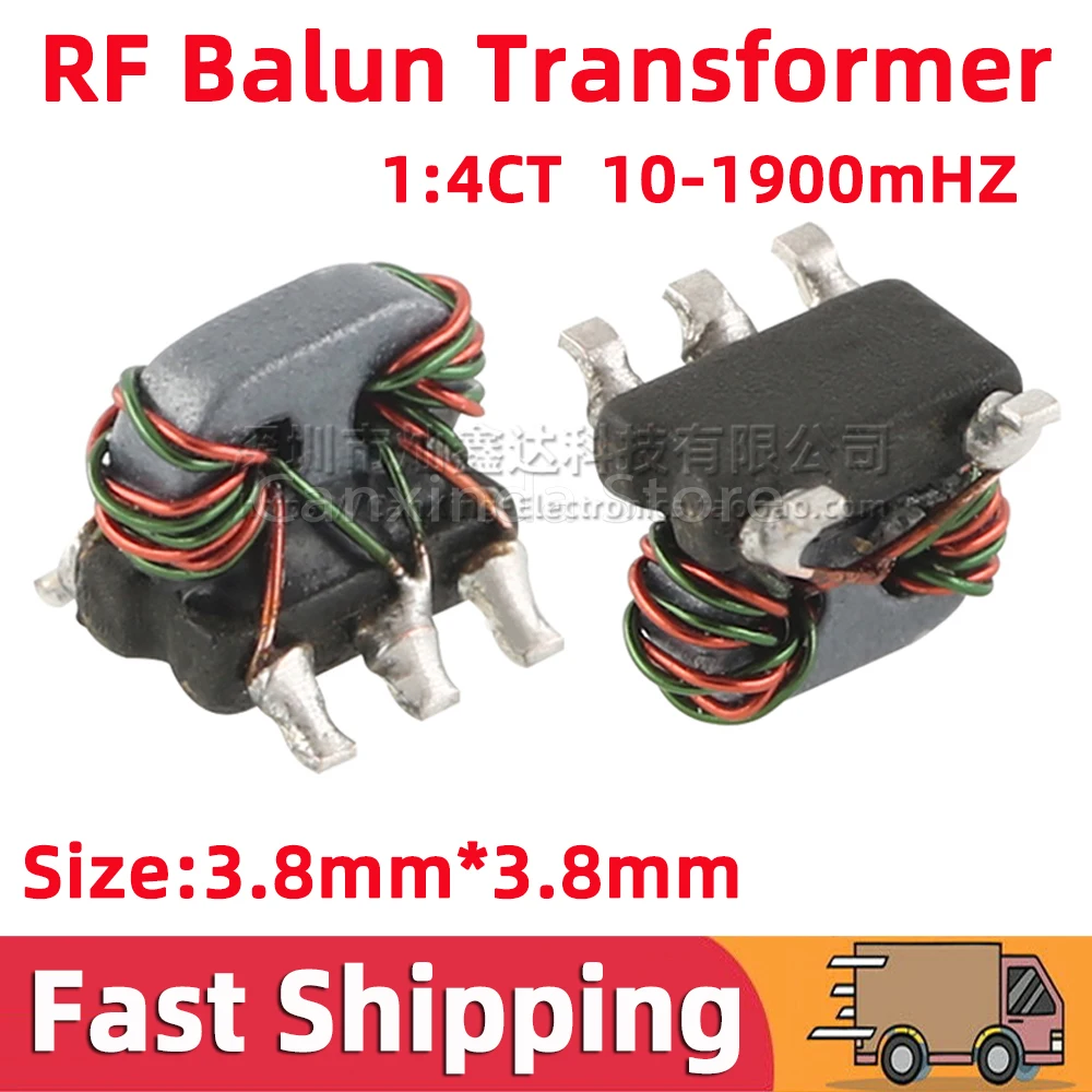 5pcs TC4-19+ RF Balun Transformer 10-1900MHz 1:4CT Impedance 50Ω 50 ohm Flux Coupled 1:4 Balun Balanced Unbalanced Converter