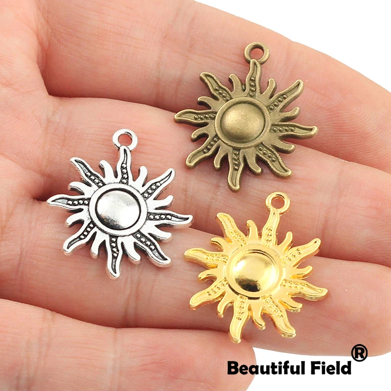 15 قطعة 28X25mm العتيقة برونزية الفضة الذهب سبائك الزنك Charms سوار قلادة قلادة موضة جديدة الشمس الزهور A213