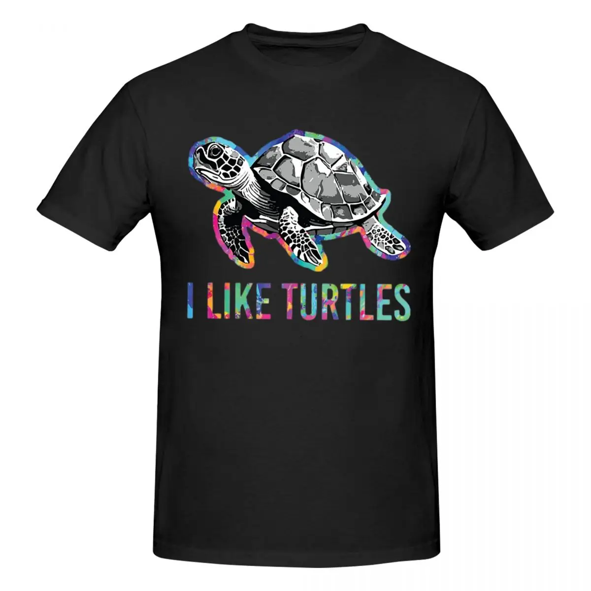 I Like Turtles Grayscale Turtle Men T-Shirt Classic Oversized T Shirts Men's O-Neck Cotton Tees Short Summer Male