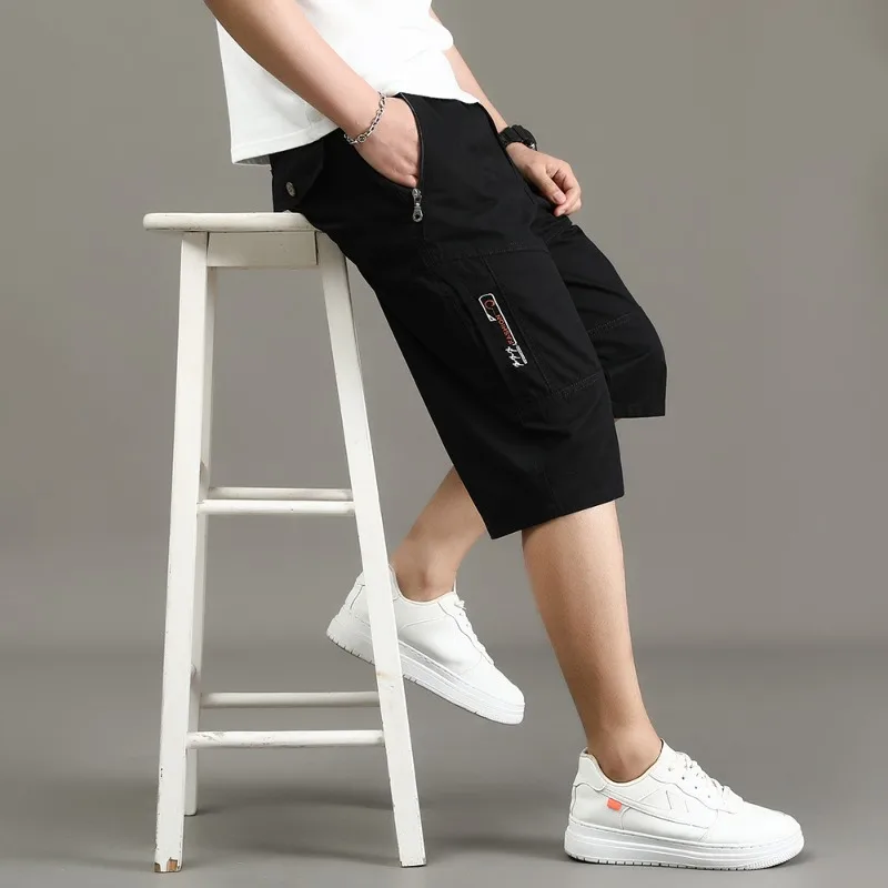 

Casual Loose Men's Cotton Summer Shorts Mid-Length Design for Big Size Middle-Aged and Senior Men Lightweight and Comfortable