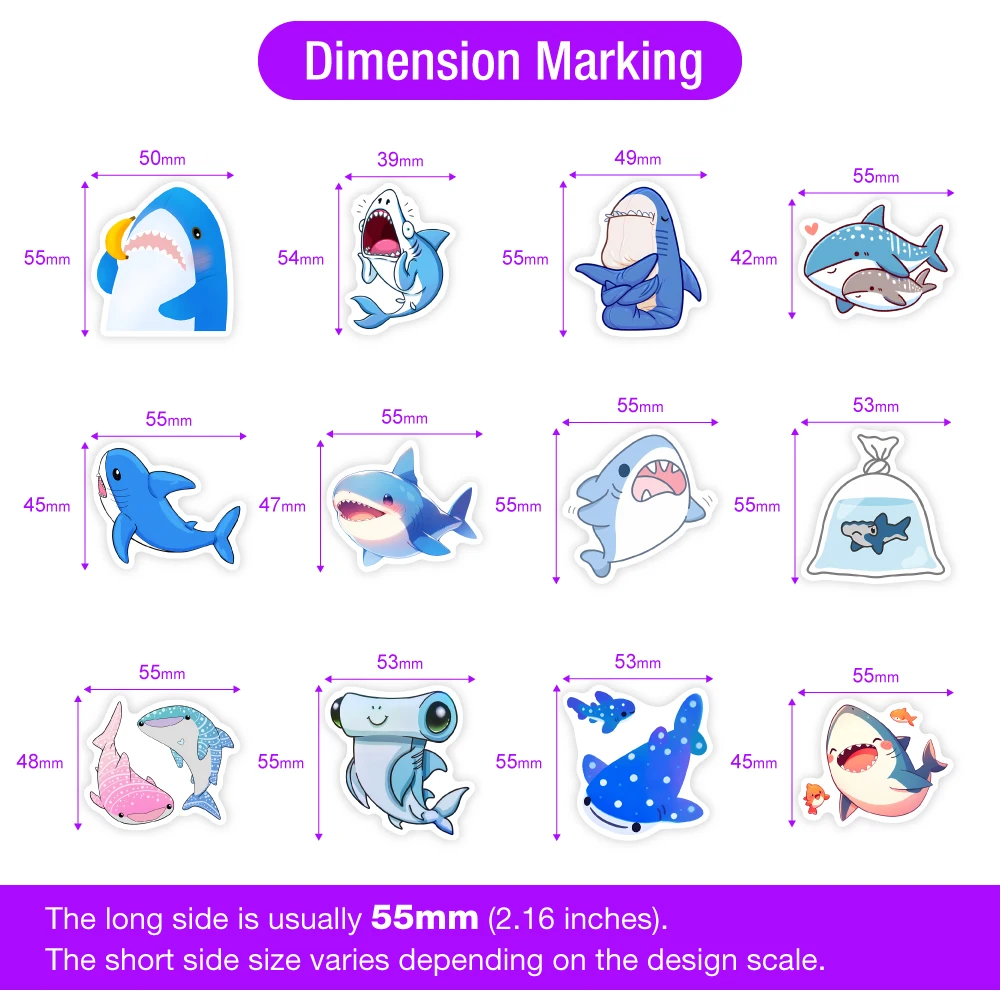 ملصقات قصاصات قرش كاواي ، ألعاب هدايا يدوية للحيوانات ، ملصق للكمبيوتر المحمول ، سجل القصاصات ، زجاجات الهواتف المزخرفة ، الأمتعة ، مقاومة للماء #5