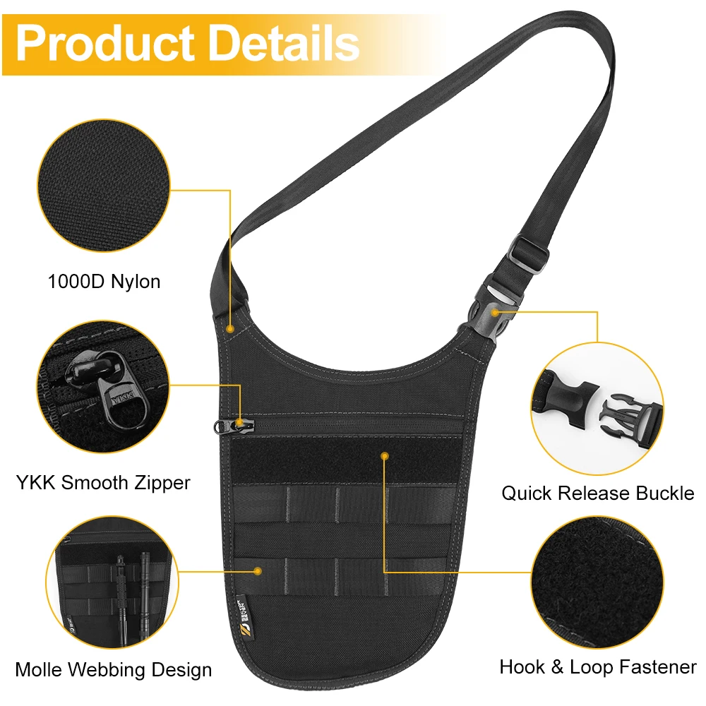 Underarm Tactical Shoulder Bag Wallet Agent Men Hidden Molle Waist Bag Outdoor Travel Phone Key Anti Theft Pack EDC Tools Pocket